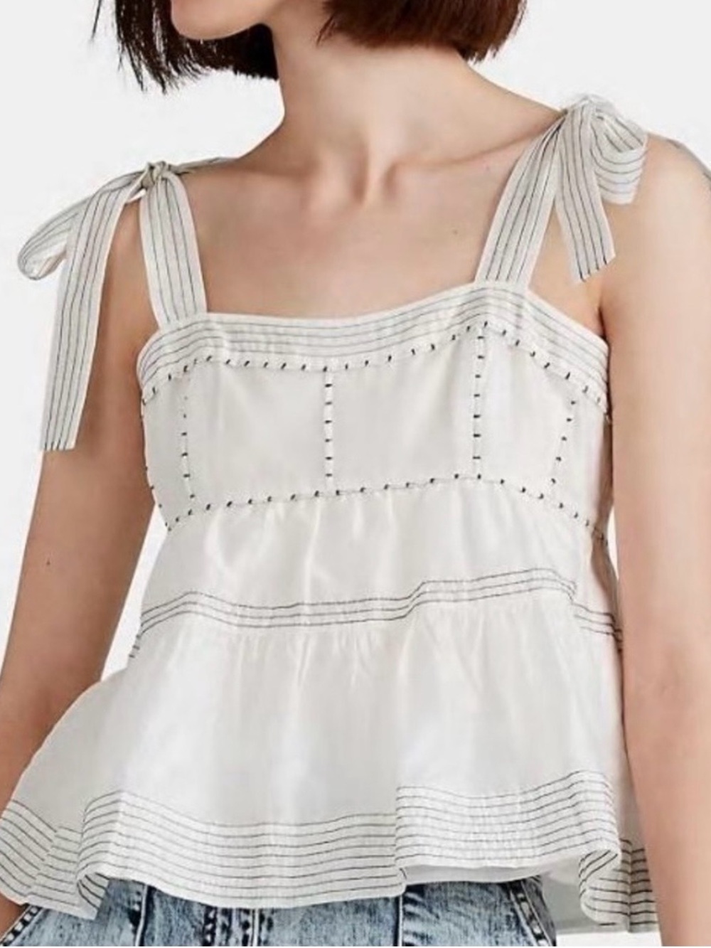 Ulla Johnson Evie Tie-Shoulder Peplum Top